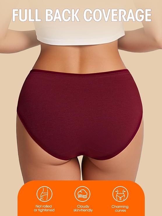 Women's Cotton Hipster Panties 6-Pack | Soft Full Coverage Mid Rise Underwear for Everyday Comfort