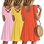 Girls Summer Dresses 3 Pack – Short Sleeve V Neck Twirl Skater Dress for Girls Kids Sizes 4-16 Casual Party 2026