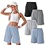 Girls Bermuda Shorts 4 Pack – Knee Length Athletic Shorts for Girls Kids Elastic Waist Loose Summer Shorts Ages 8-16