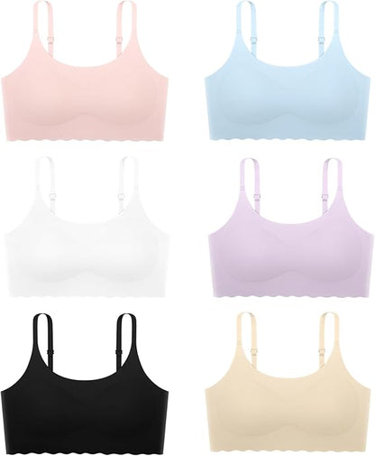 TweenFit Girls Seamless Training Bra – No Show Sport Light Padded with Adjustable Straps | Multi-Pack