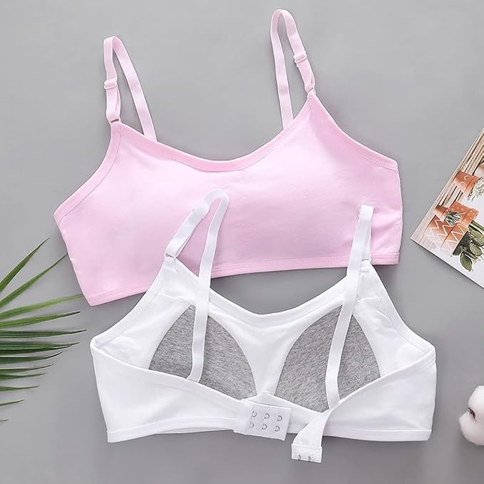 TweenFit Big Girls Adjustable Cotton Training Bra – Wireless Light Padded Bra for Ages 10-16