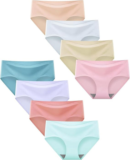 TweenFit Teen Girls Seamless Stretch No Show Panties Multi-Pack – Ice Silk Breathable Underwear Ages 7-16