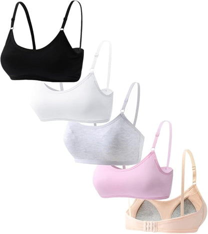 TweenFit Big Girls Adjustable Cotton Training Bra – Wireless Light Padded Bra for Ages 10-16