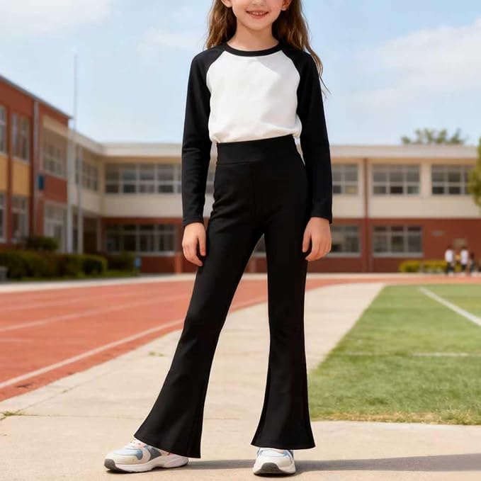 Girls Flare Leggings 6 Pack – High Waisted Bootcut Bell Bottom Yoga Pants for Girls Kids Sizes 5-14