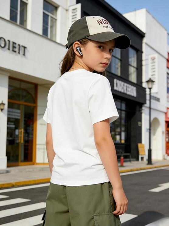 TweenFit Girls Letter Print Short Sleeve Top & Cargo Pants 2-Piece Outfit | Ages 7-16