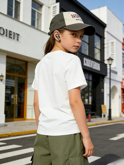 TweenFit Girls Letter Print Short Sleeve Top & Cargo Pants 2-Piece Outfit | Ages 7-16