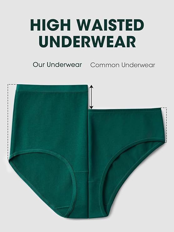 Cotton Panties for Women 5-Pack | High Waisted Breathable Full Coverage Ladies Briefs