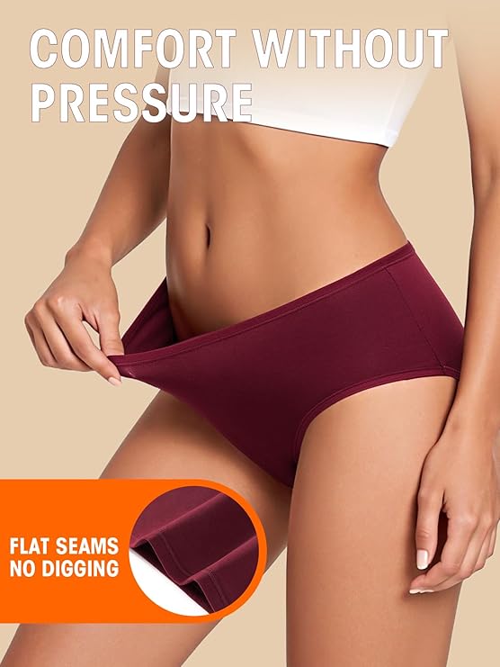 Women's Cotton Hipster Panties 6-Pack | Soft Full Coverage Mid Rise Underwear for Everyday Comfort