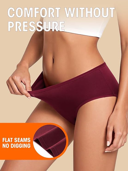 Women's Cotton Hipster Panties 6-Pack | Soft Full Coverage Mid Rise Underwear for Everyday Comfort