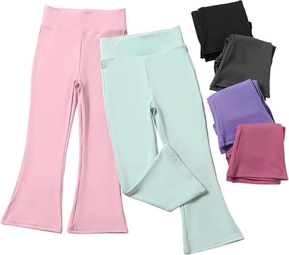 Girls Flare Leggings 6 Pack – High Waisted Bootcut Bell Bottom Yoga Pants for Girls Kids Sizes 5-14