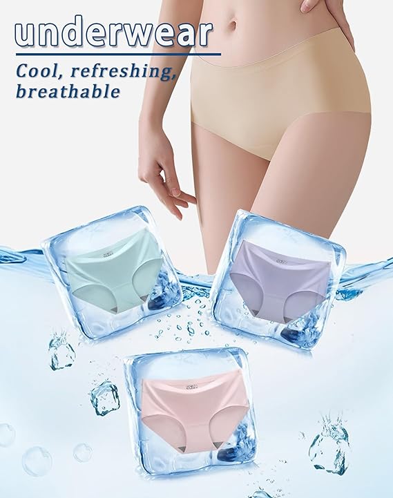 TweenFit Teen Girls Seamless Stretch No Show Panties Multi-Pack – Ice Silk Breathable Underwear | Select Your Size