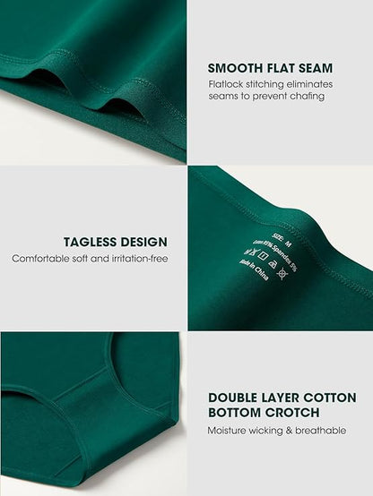 Cotton Panties for Women 5-Pack | High Waisted Breathable Full Coverage Ladies Briefs