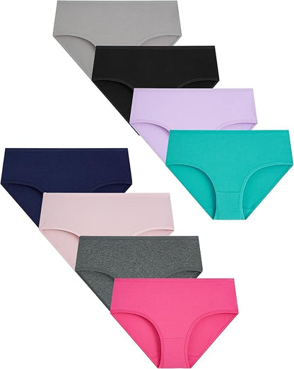 Teen Girls Cotton Brief Panties 8-Pack | Soft Breathable Everyday Underwear for Girls