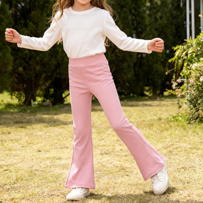 Girls Flare Leggings 6 Pack – High Waisted Bootcut Bell Bottom Yoga Pants for Girls Kids Sizes 5-14
