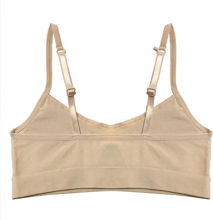 TweenFit Girls Seamless Padded Training Bra Pack – Crop Cami Bras with Removable Padding for Tweens