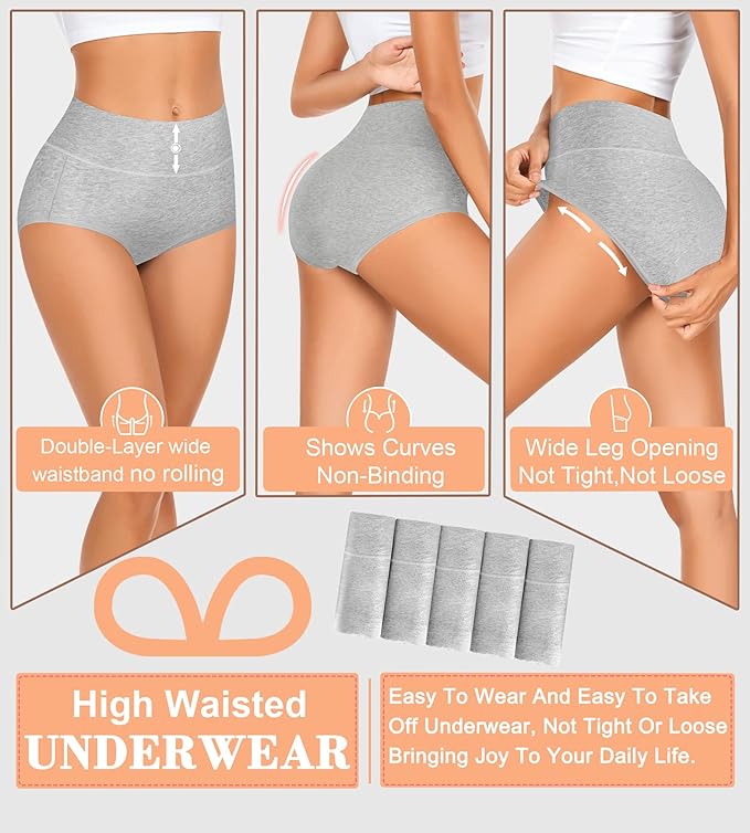 Cotton High Waisted Women's Underwear | Soft Full Coverage Briefs | Regular & Plus Size Ladies Panties