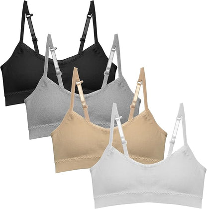 TweenFit Girls Seamless Padded Training Bra Pack – Crop Cami Bras with Removable Padding for Tweens