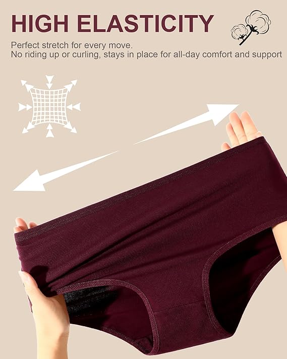 Women's Cotton High Waist Brief Panties 5-Pack | Full Coverage Soft Underwear XS-XXXL Plus Size