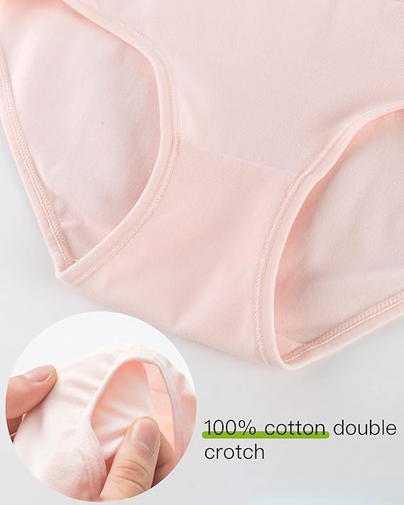 TweenFit Teen Girls Cotton Underwear Briefs – Solid Color Pack of 8 | Soft & Breathable Panties